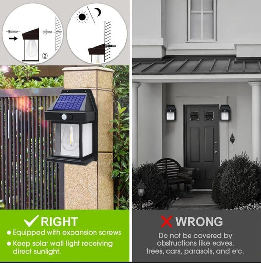 Solar Interaction Wall - Waterproof Outdoor Motion Sensor Filament LED Lantern